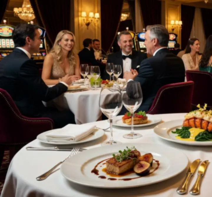 Gastronomie française dans une ambiance de casino animé
